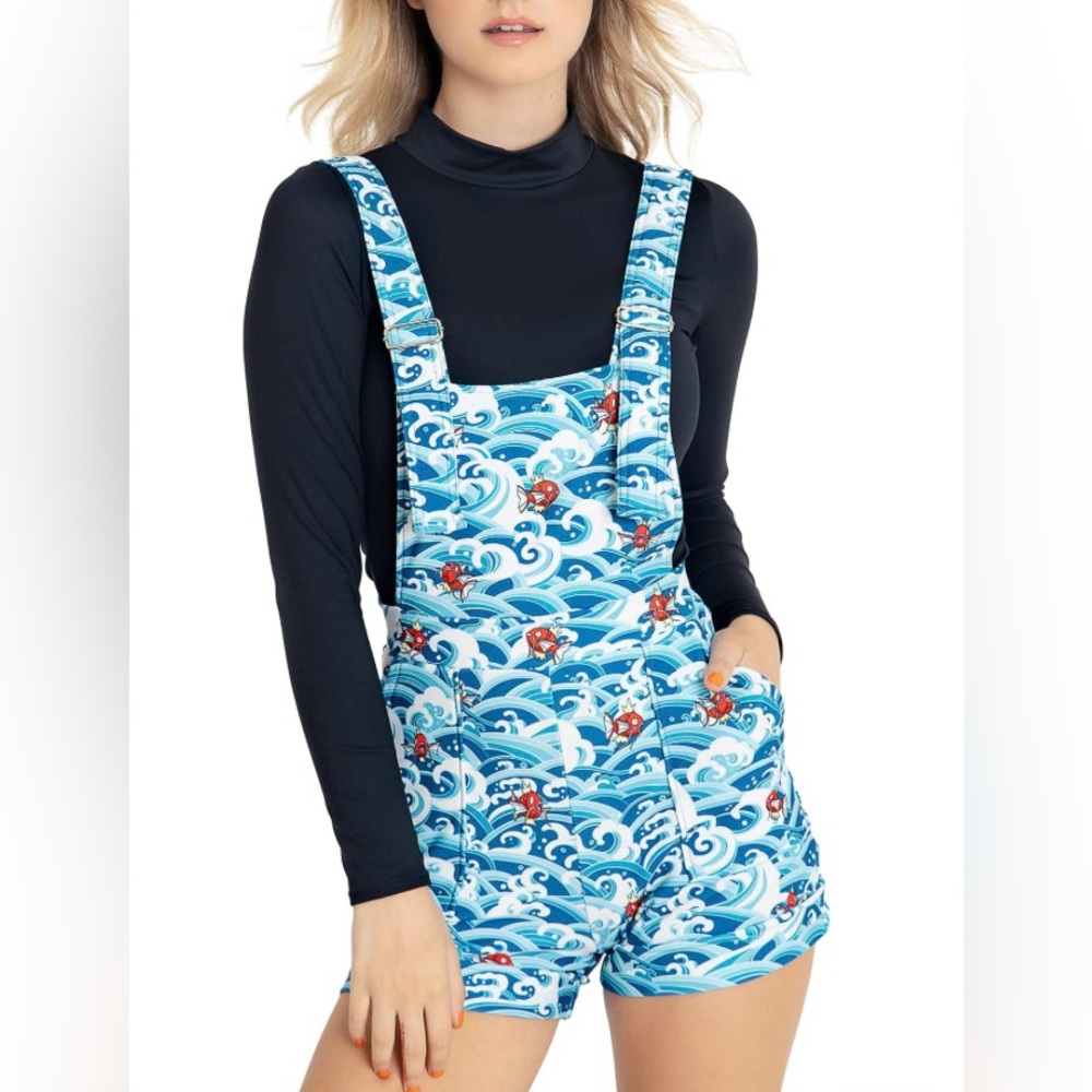 NWT Blackmilk Magicarp Pokémon Short Cuffed Overalls Sold Out Medium